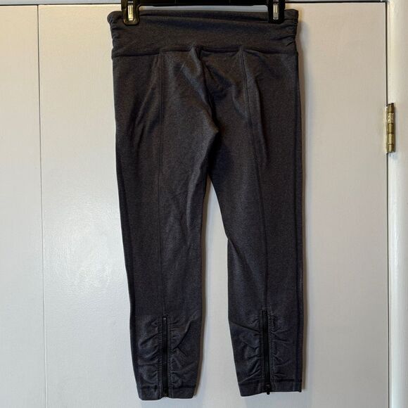 LULULEMON Crop Zipper Back Ruched Leggings Gray Women’s Size 6 - Picture 2 of 5